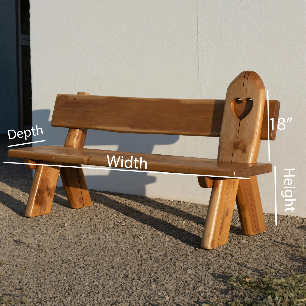 Rustic Handmade Bench With Heart Cutout For Garden Or Porch Kitchnce
