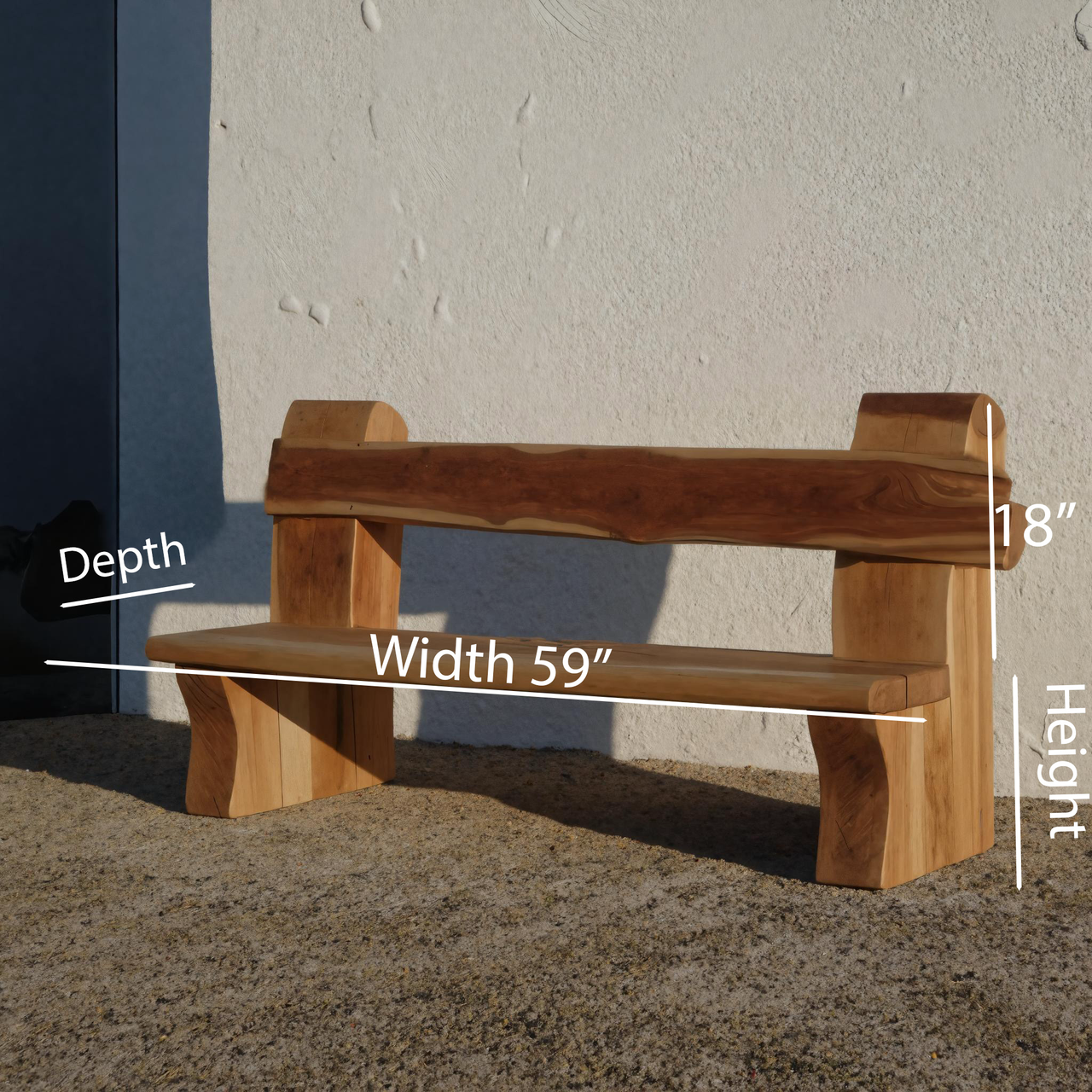 Rustic Live Edge Bench With Natural Finish For Yard Or Porch Kitchnce