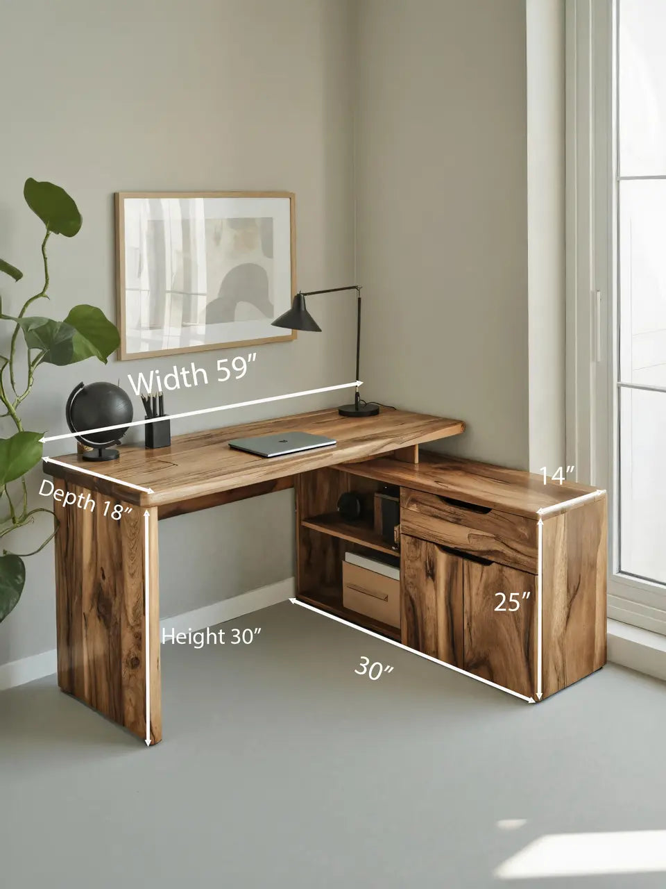 Contemporary L Shaped Desk With Drawers For Home Office Kitchnce
