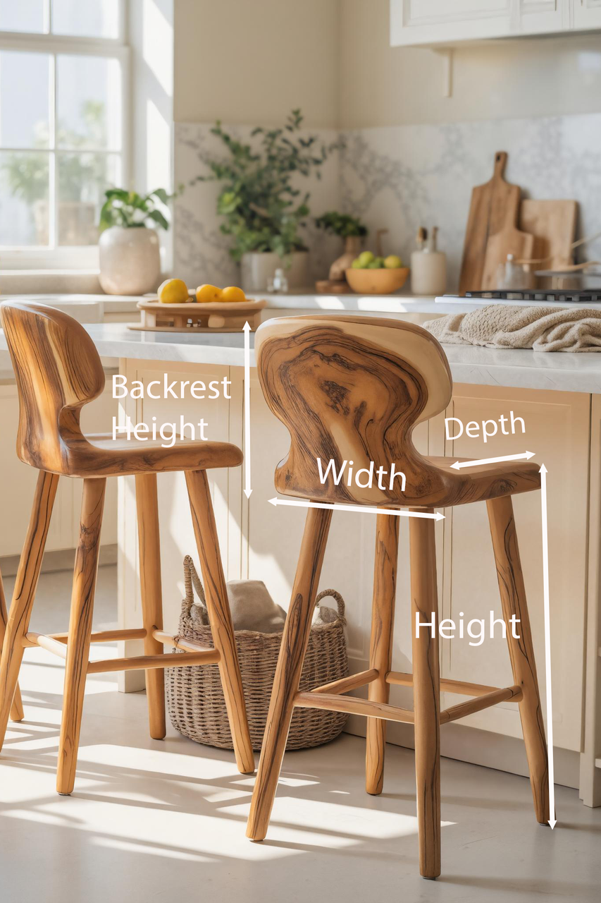 Modern Sculpted Bar Stools With Curved Backrest For Kitchen Kitchnce