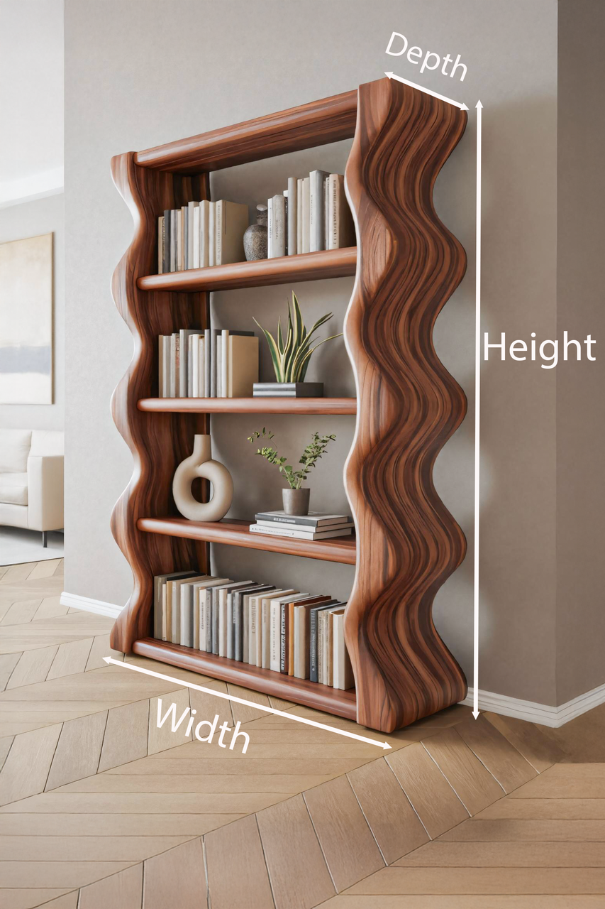 Modern Wave Bookshelf For Living Room Or Office Kitchnce