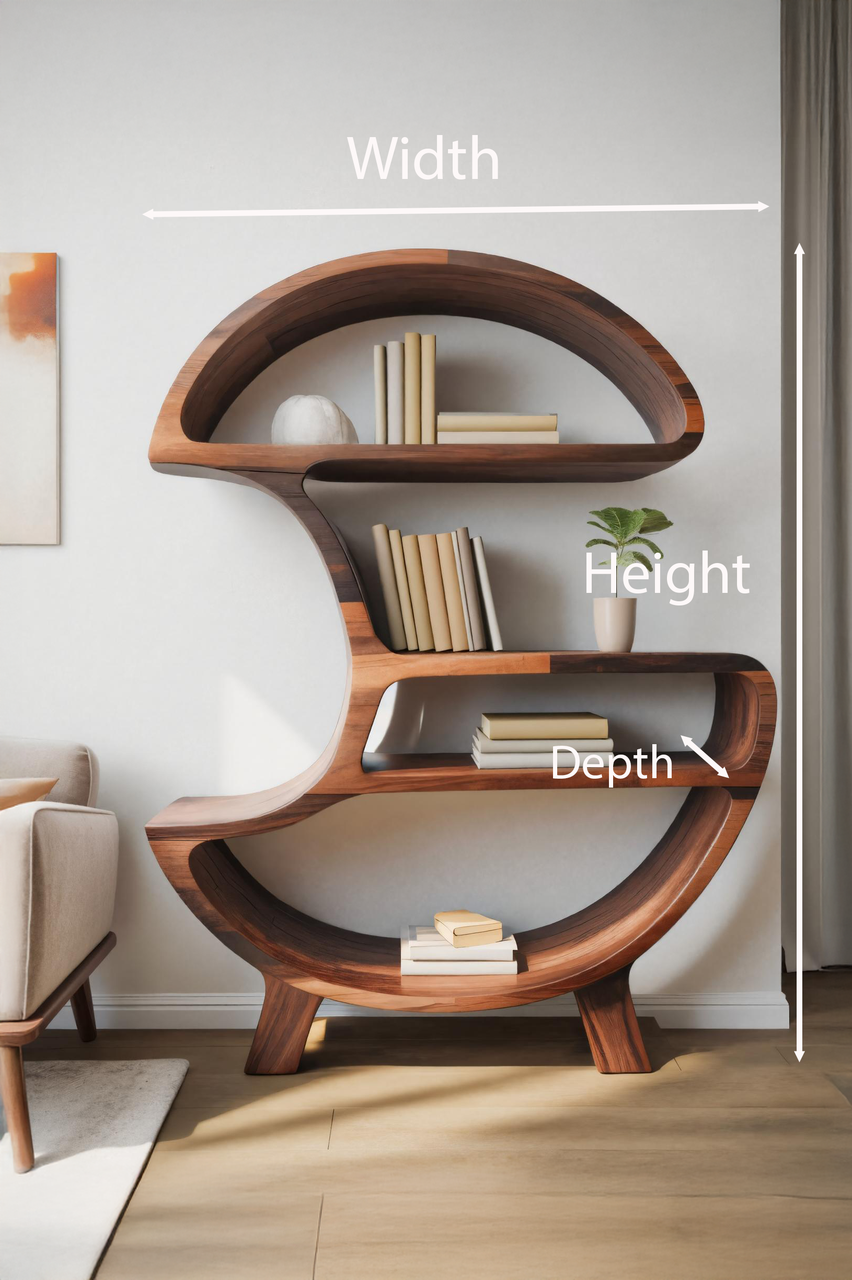 Modern Organic Bookshelf For Living Room Or Office Kitchnce
