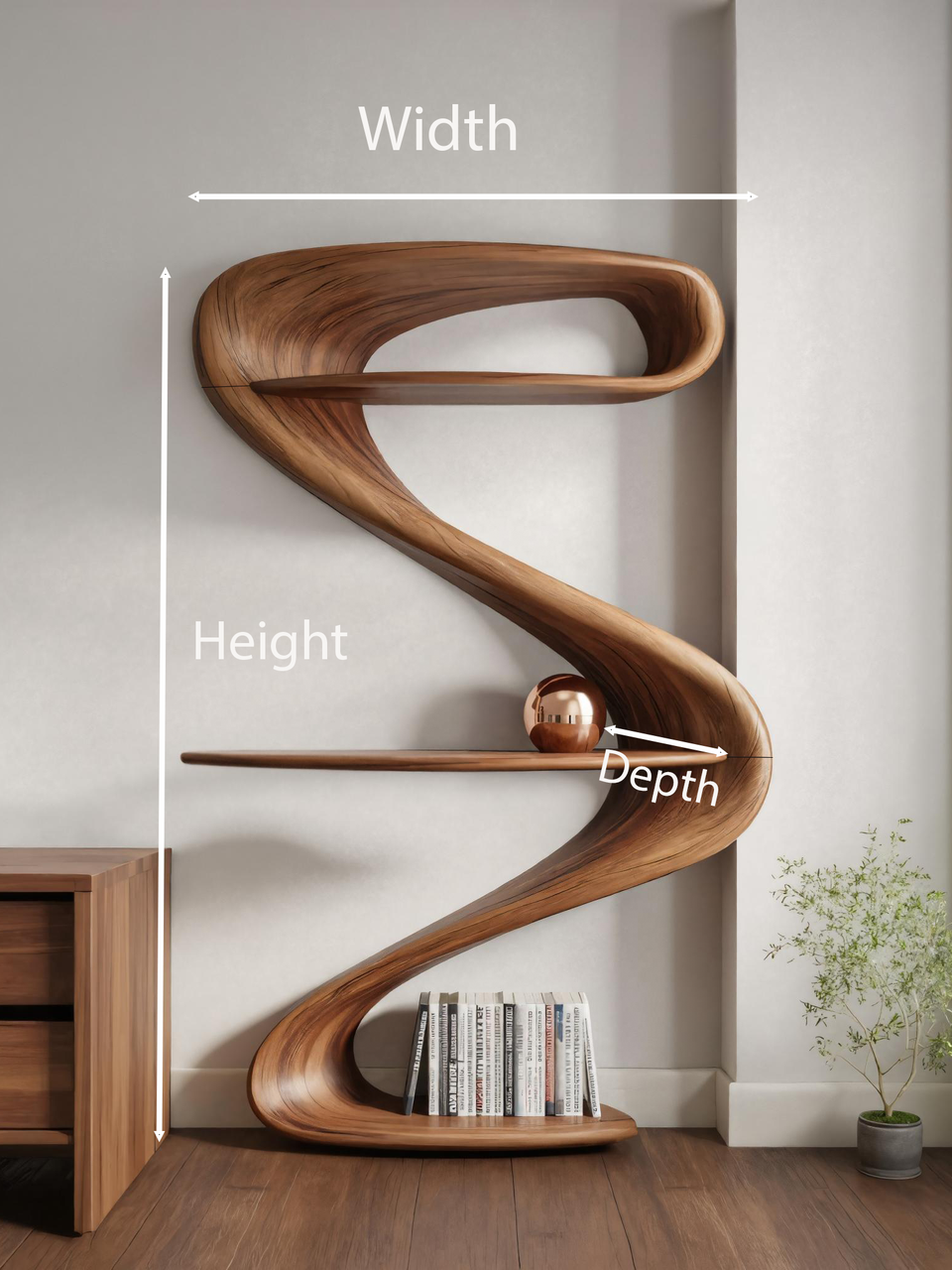 Modern Wave Bookshelf For Living Room Or Contemporary Interior Kitchnce