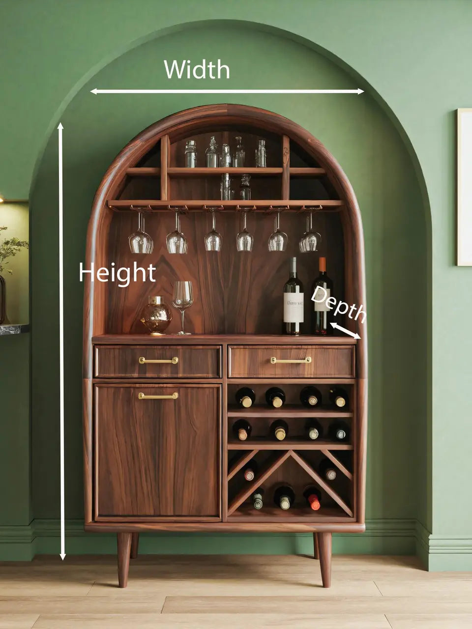 Modern Arched Wine Cabinet For Dining Room Kitchnce