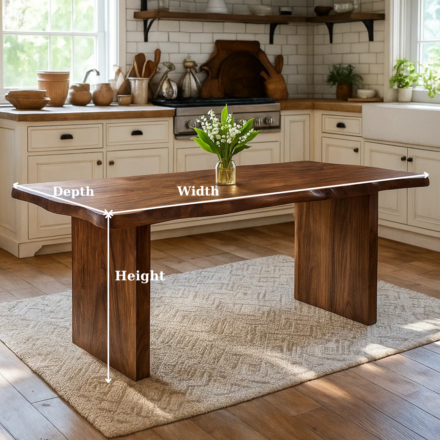 Modern Solid Wood Dining Table with Minimalist Panel Legs