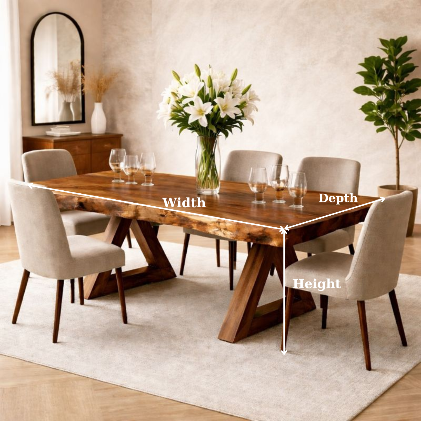 Handcrafted Solid Wood Live Edge Dining Table for Contemporary Homes
