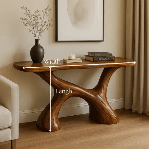 Handcrafted Solid Wood Harmony Console Table – Modern Organic Design Kitchnce