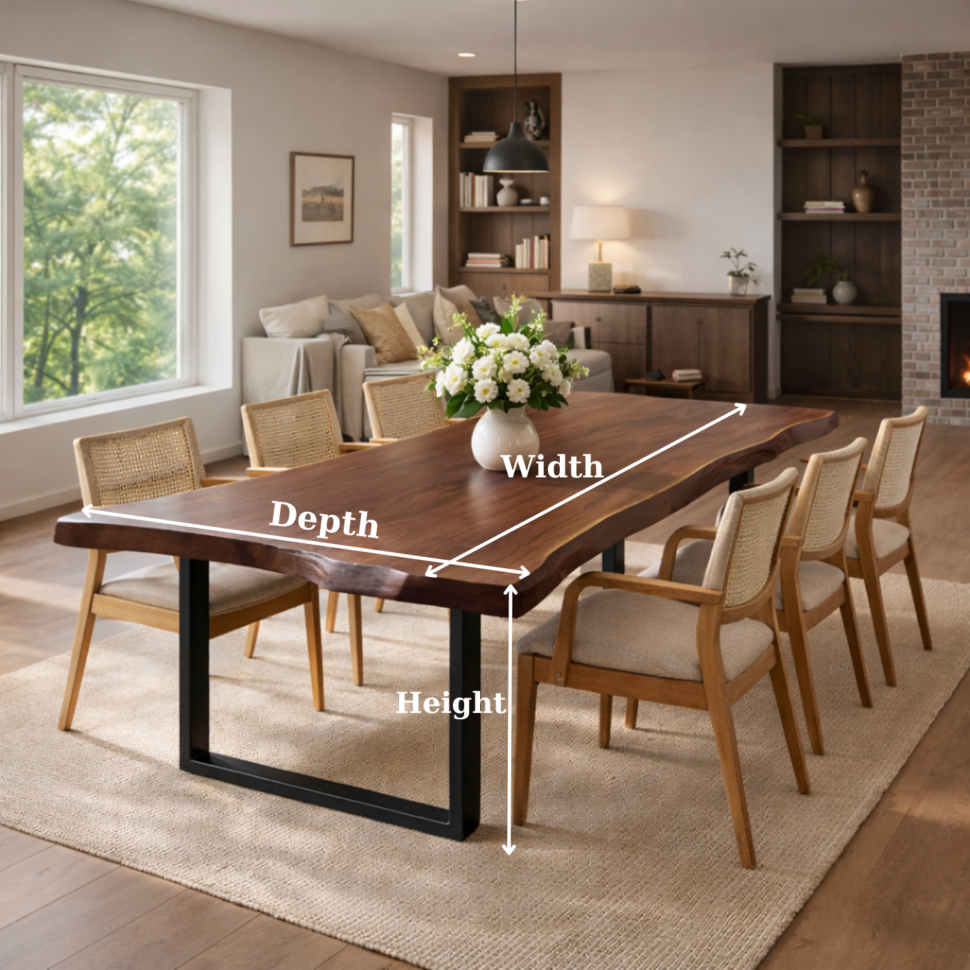 Handcrafted Modern Live Edge Dining Table with Clean Design