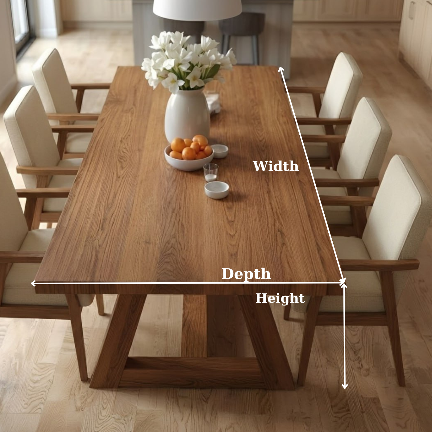 Handcrafted Solid Oak Scandinavian Dining Table, Minimal Modern Kitchen Table