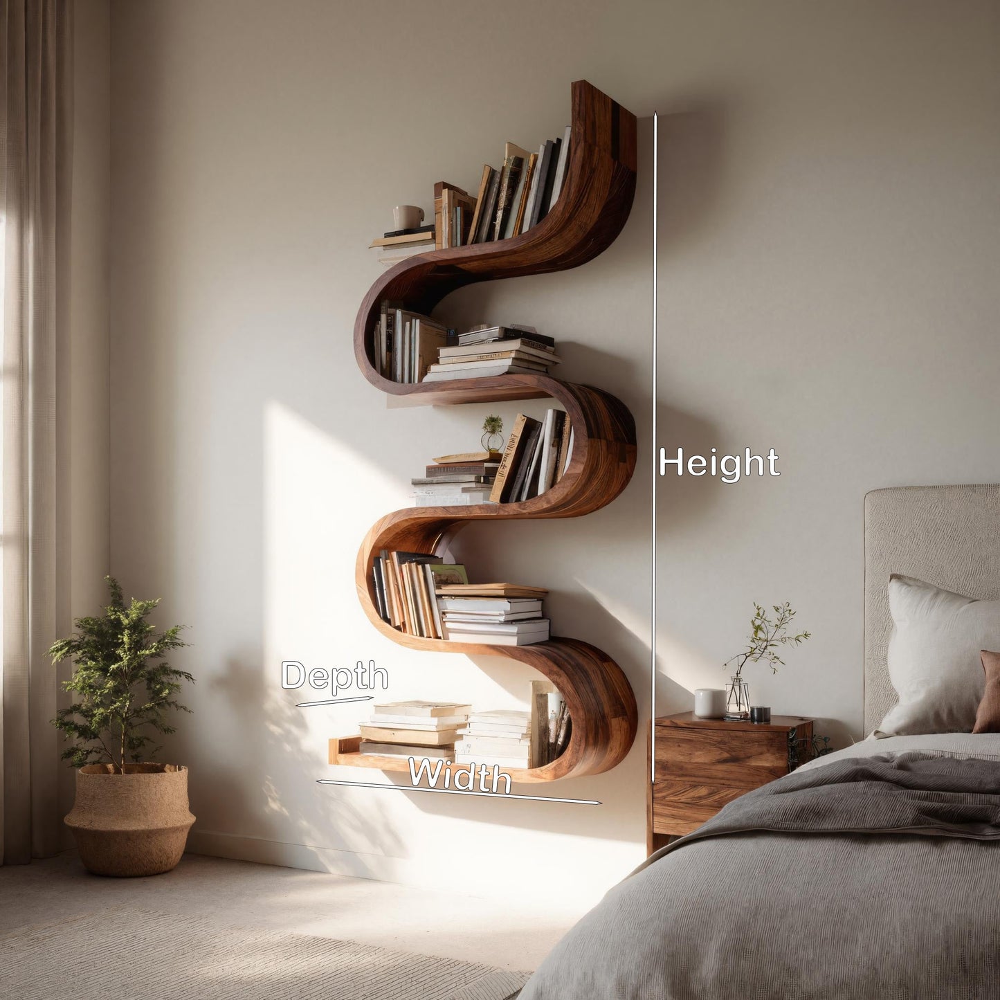 Contemporary Vertical Wall Bookshelf For Living Decor Kitchnce