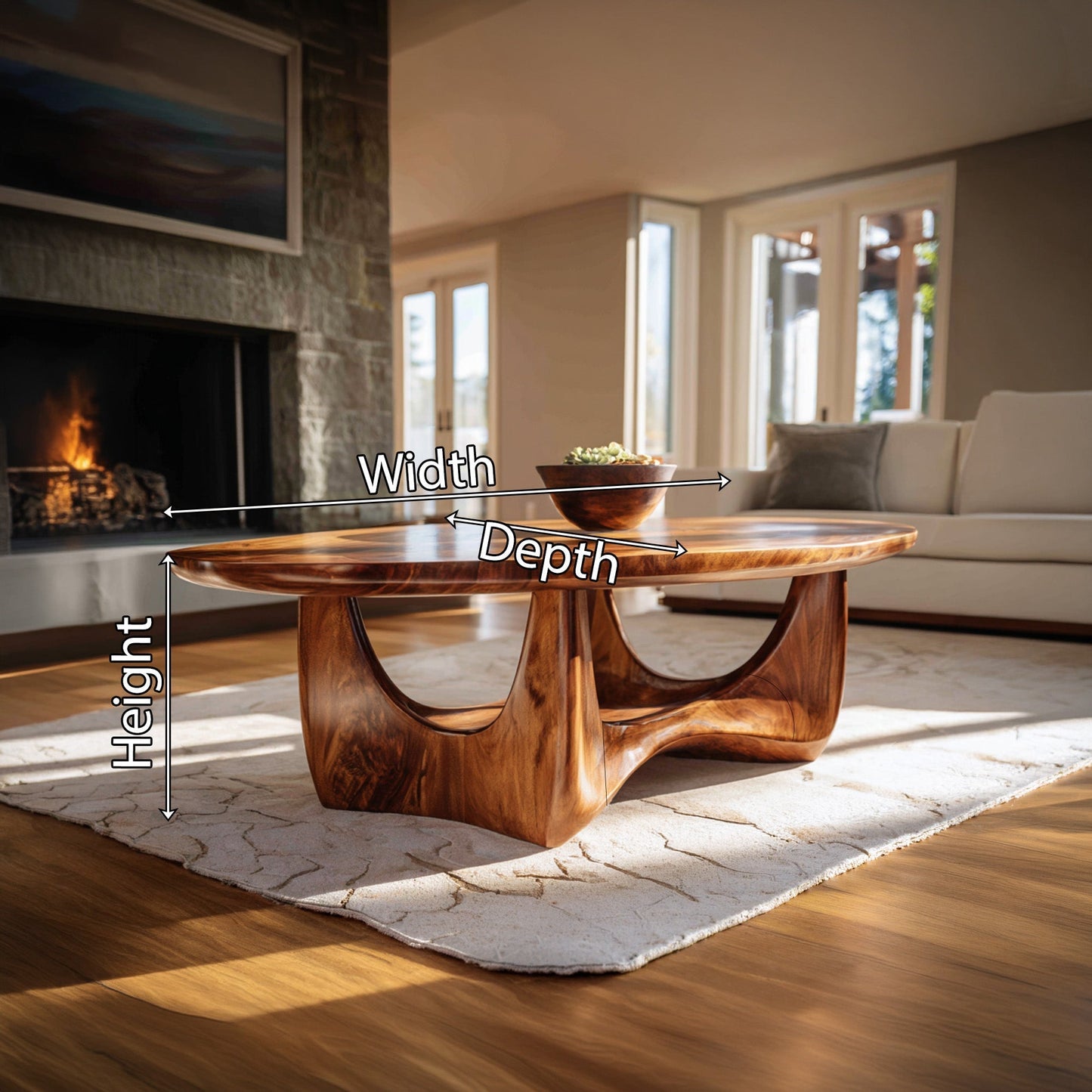 Round Sculptural Coffee Table With Open Pedestal Base