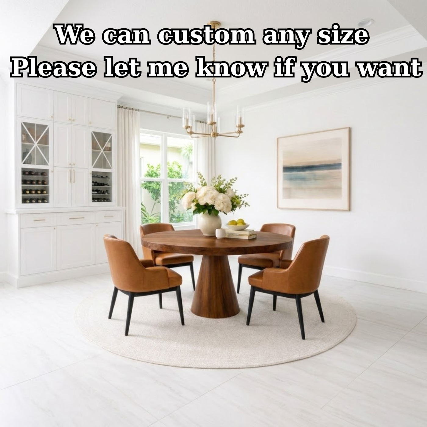 Round Solid Wood Pedestal Dining Table for Morden Home