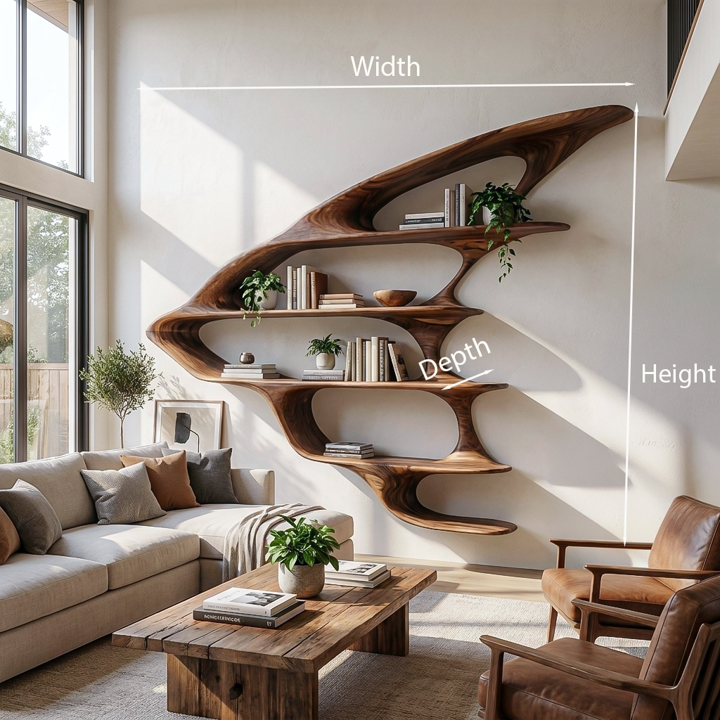 Wooden Floating Bookshelf Unique Design For Living Room Wall Kitchnce