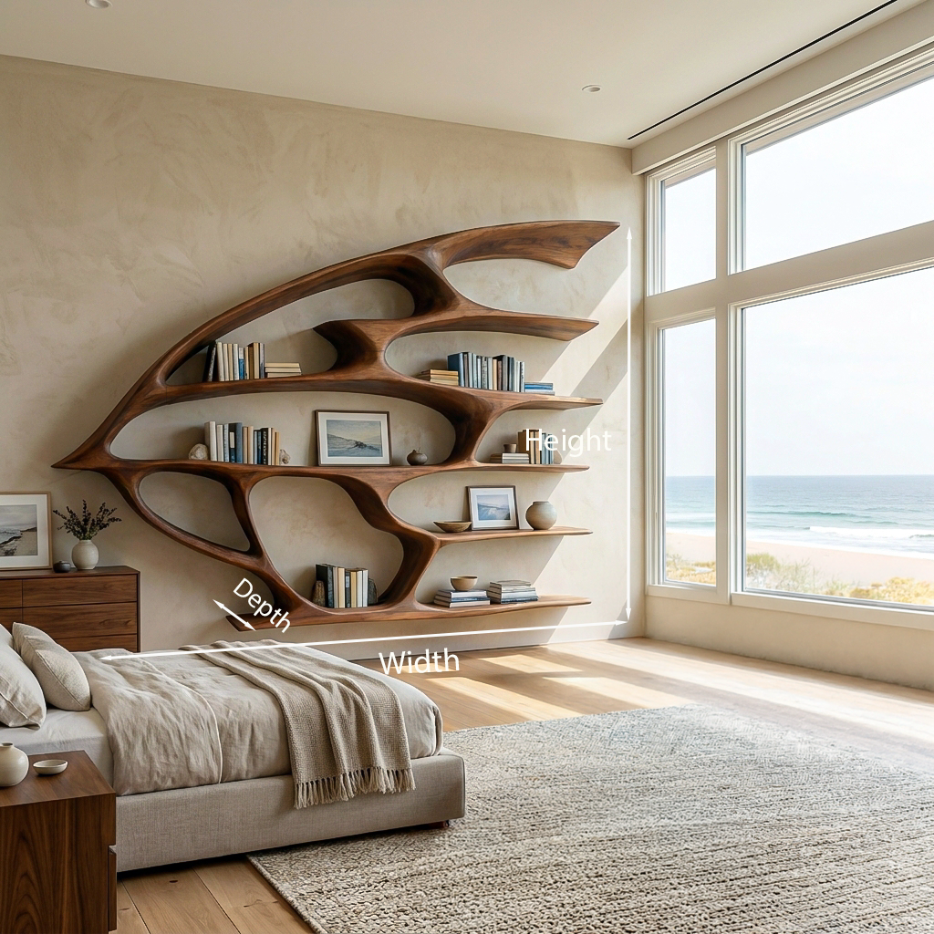 Artistic Wooden Wall Bookshelf For Living Room Decor Kitchnce