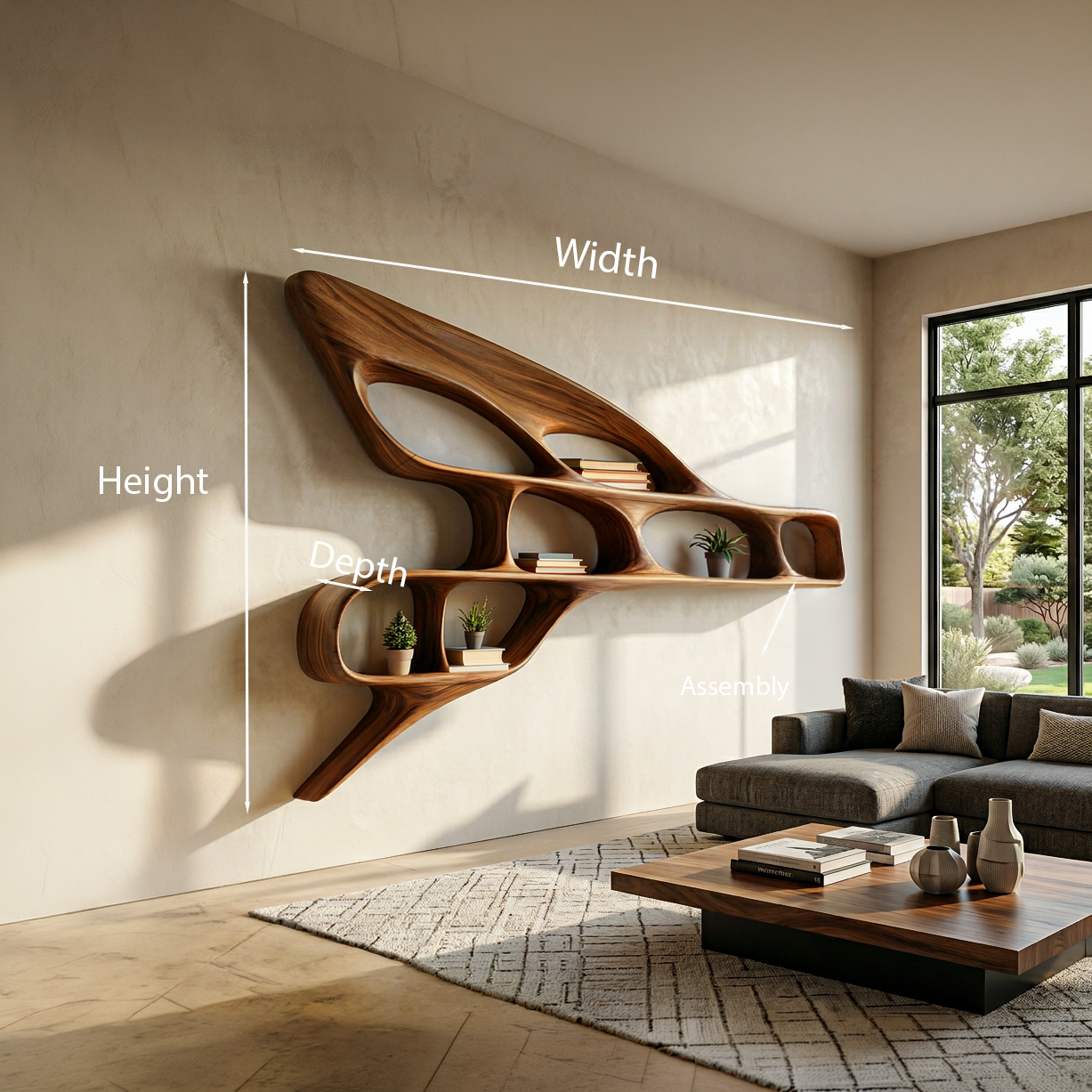 Organic Wooden Wall Bookshelf For Luxury Interior Kitchnce
