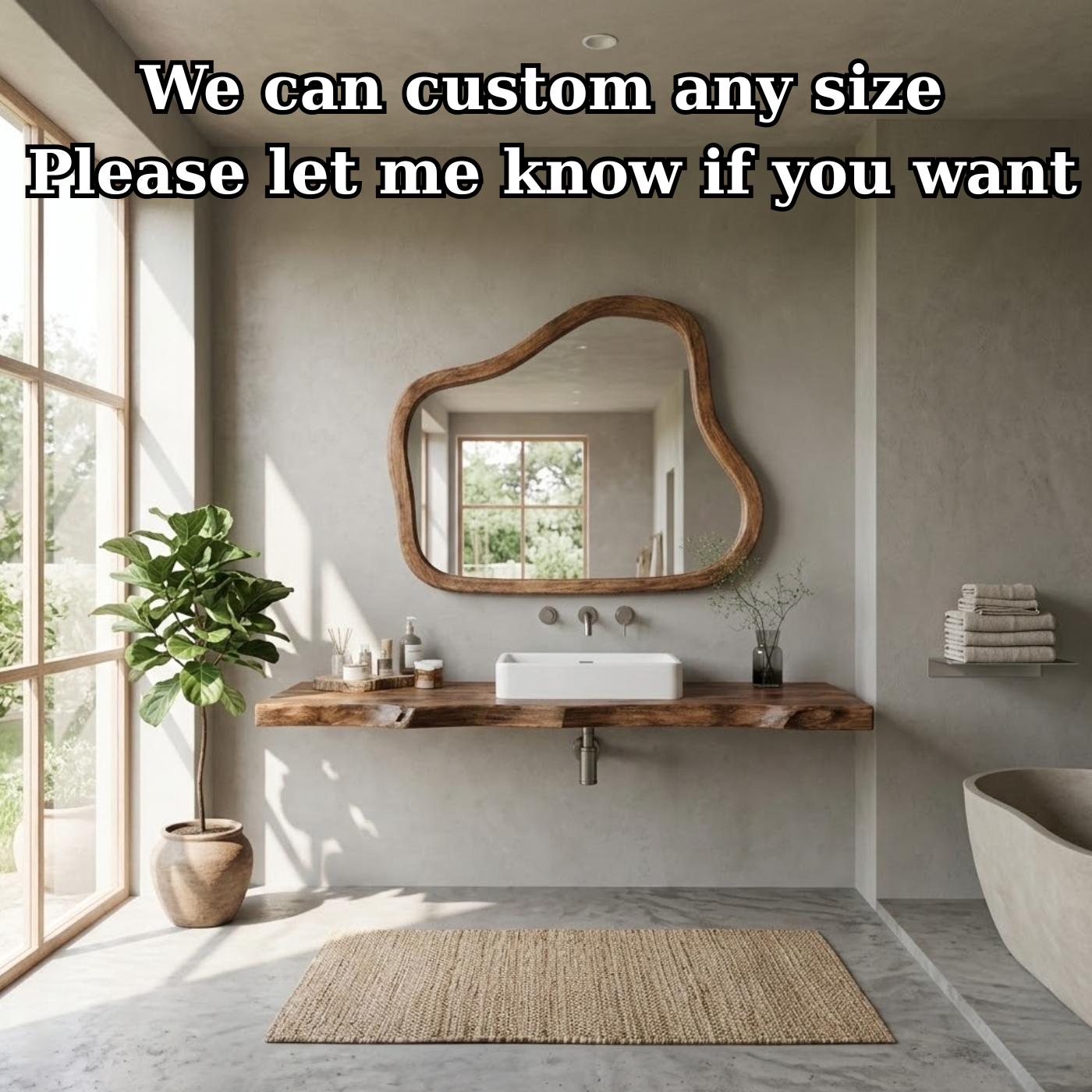 Live Edge Solid Walnut Floating Bathroom Vanity Shelf