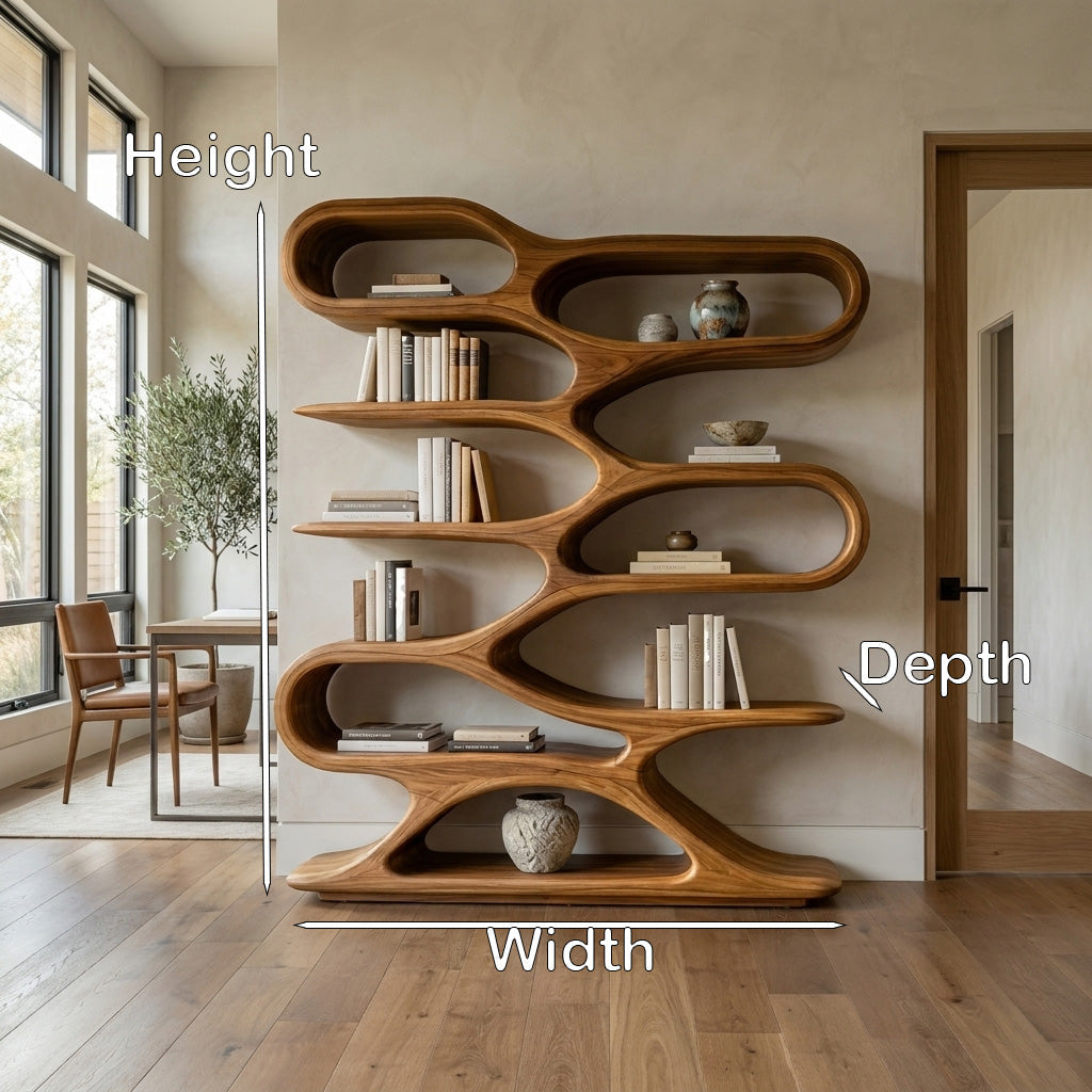 Organic Sculptural Wood Bookcase For Living Room Decor Kitchnce