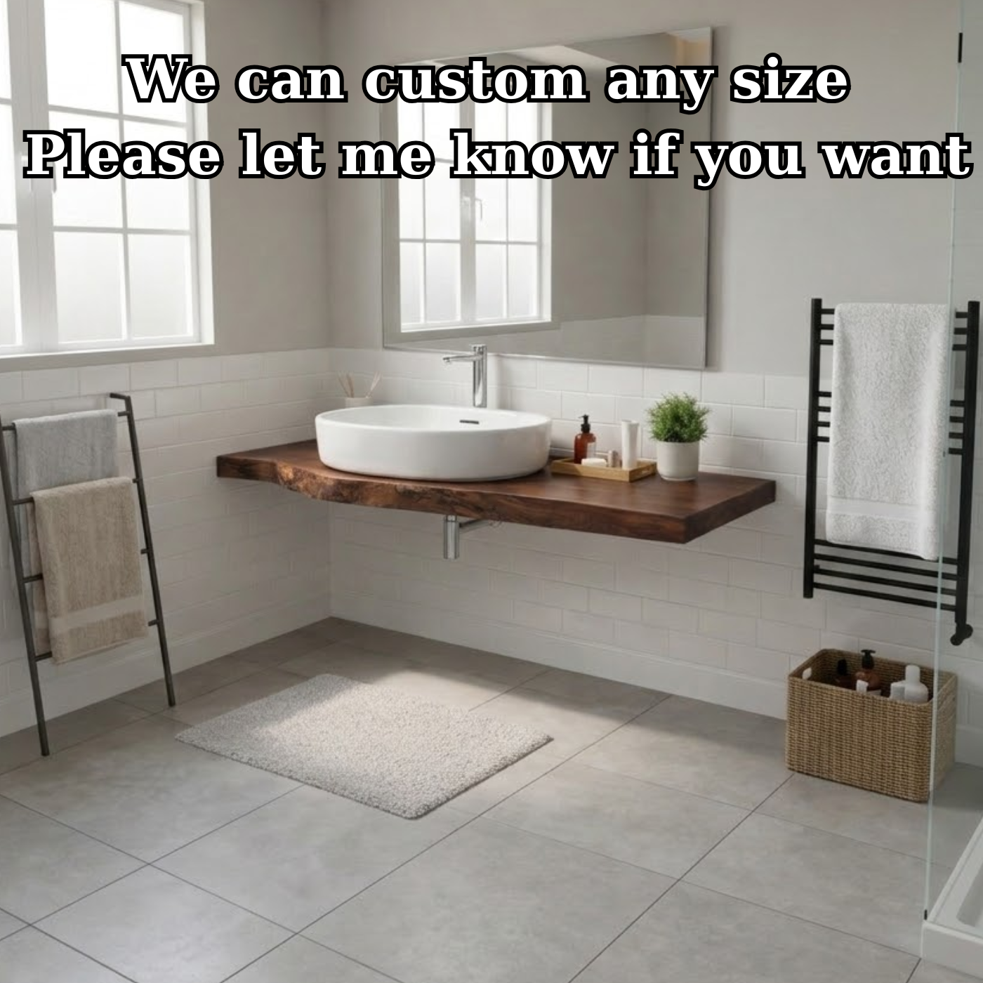 Floating Live Edge Walnut Bathroom Vanity Top for Morden Bathrooms
