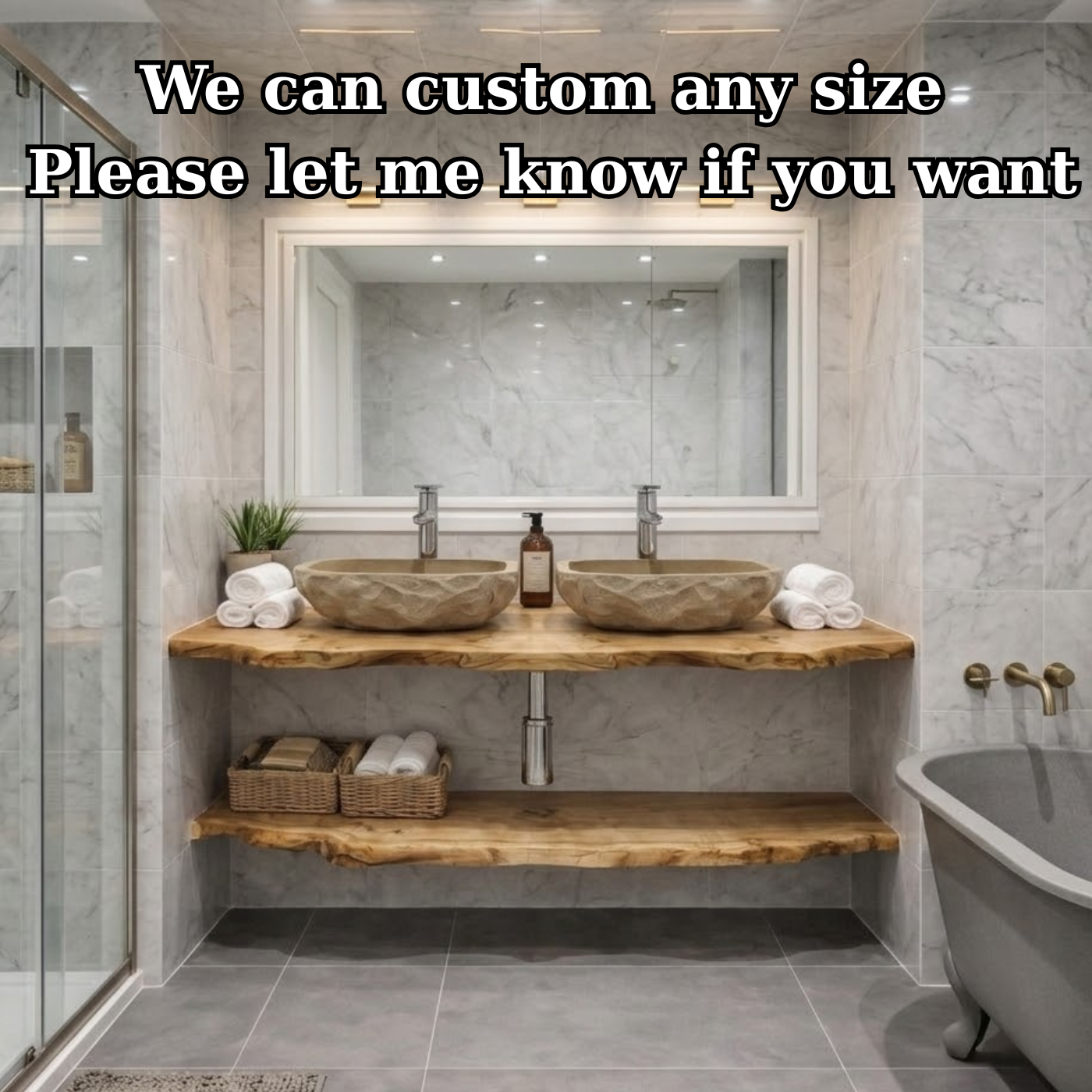 Floating Live Edge Wood Bathroom Vanity for Modern Bathrooms