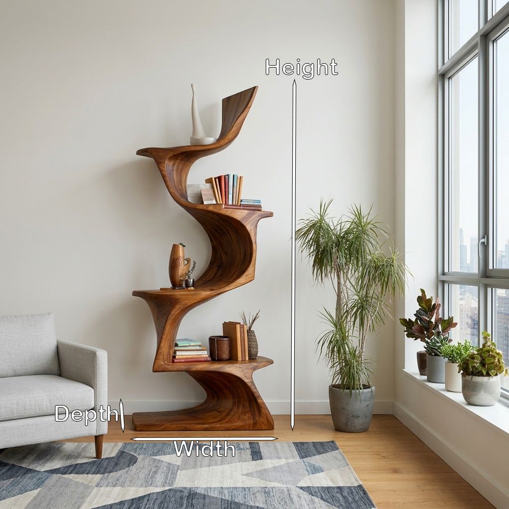 Organic Modern Natural Wood Bookshelf For Home Decor Corner Kitchnce