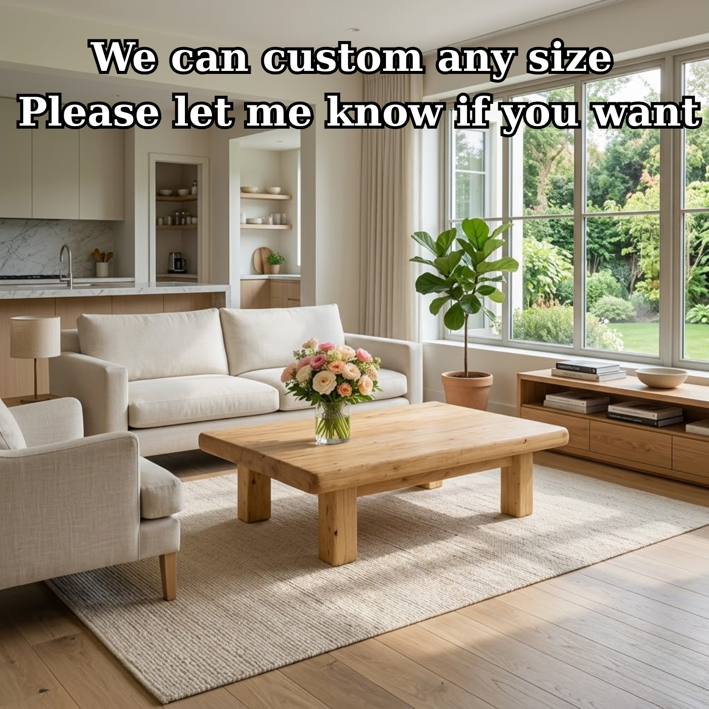 Rustic Solid Wood Coffee Table with Chunky Legs