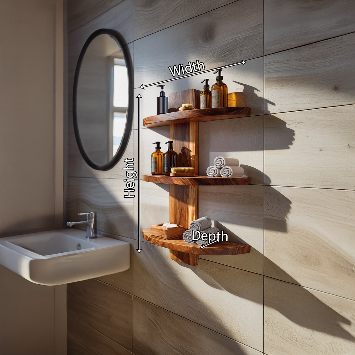 Rounded Floating Shelf with Soft Edge Minimal Wood Design