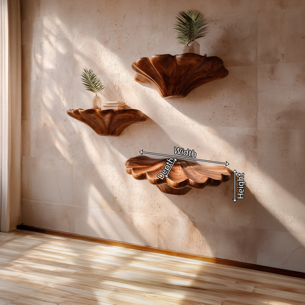 Sculptural Floating Wall Shelf Organic Form Minimalist Decor