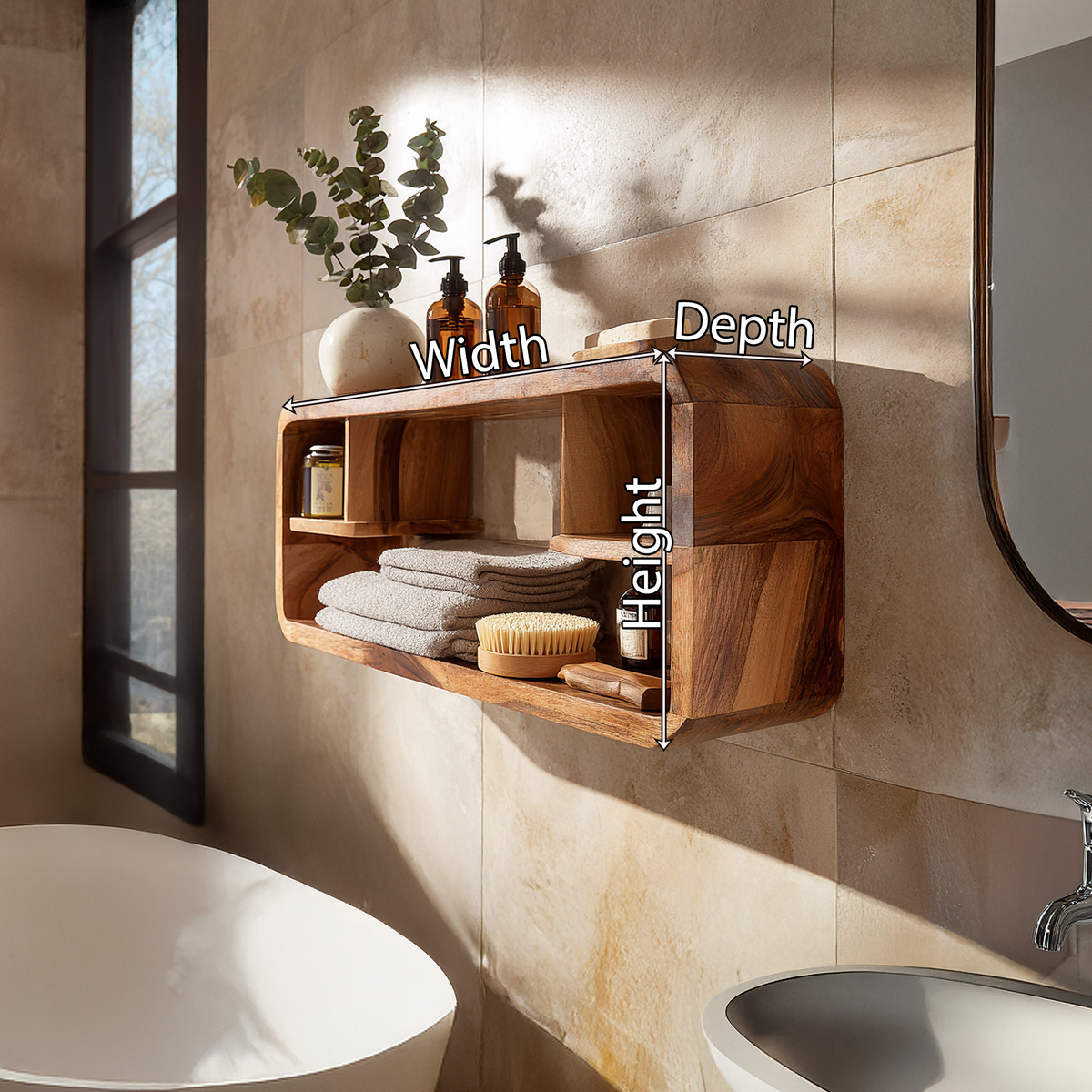 Organic Wave Wall Shelf with Layered Sculptural Storage