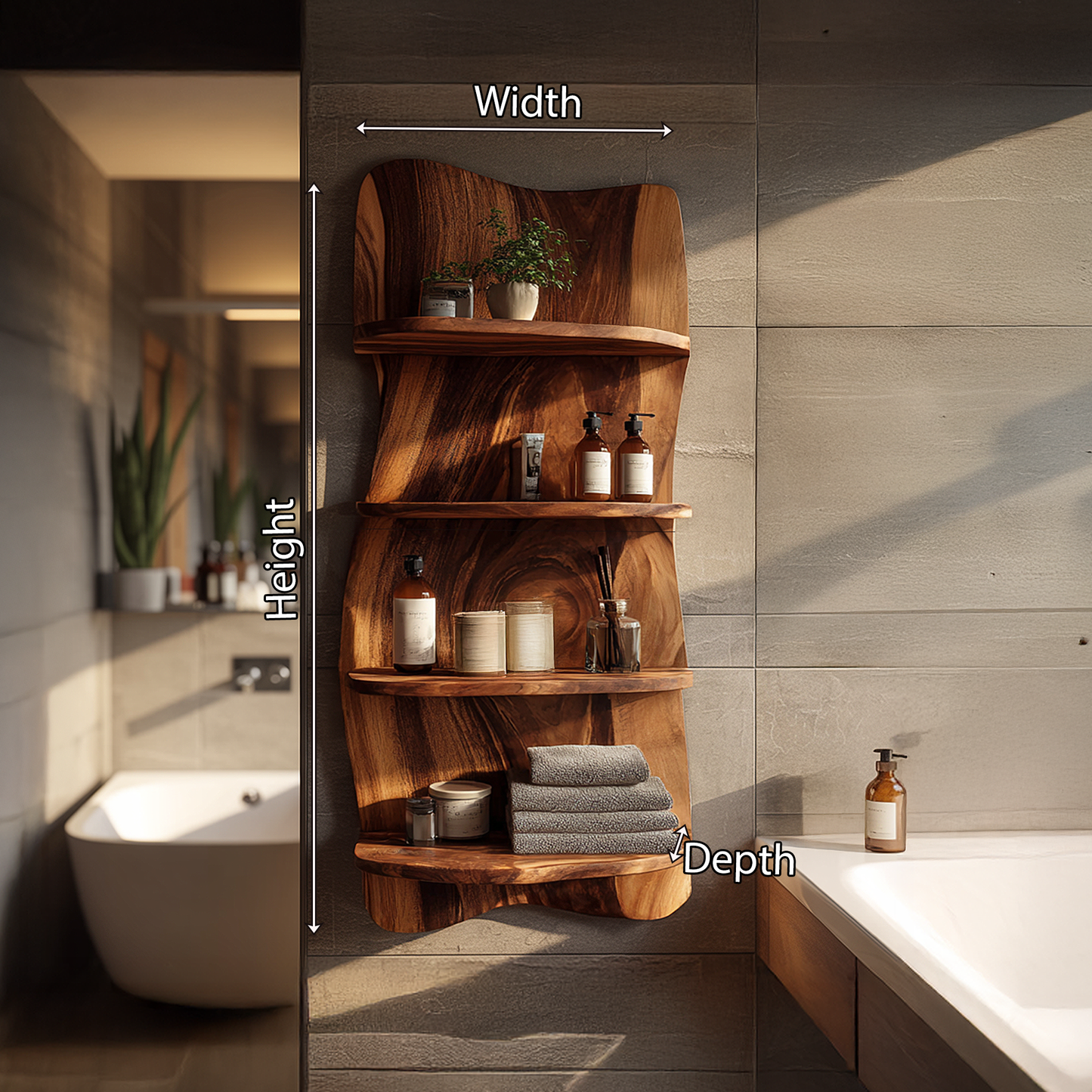 Floating Wall Shelf with Natural Edge Organic Design