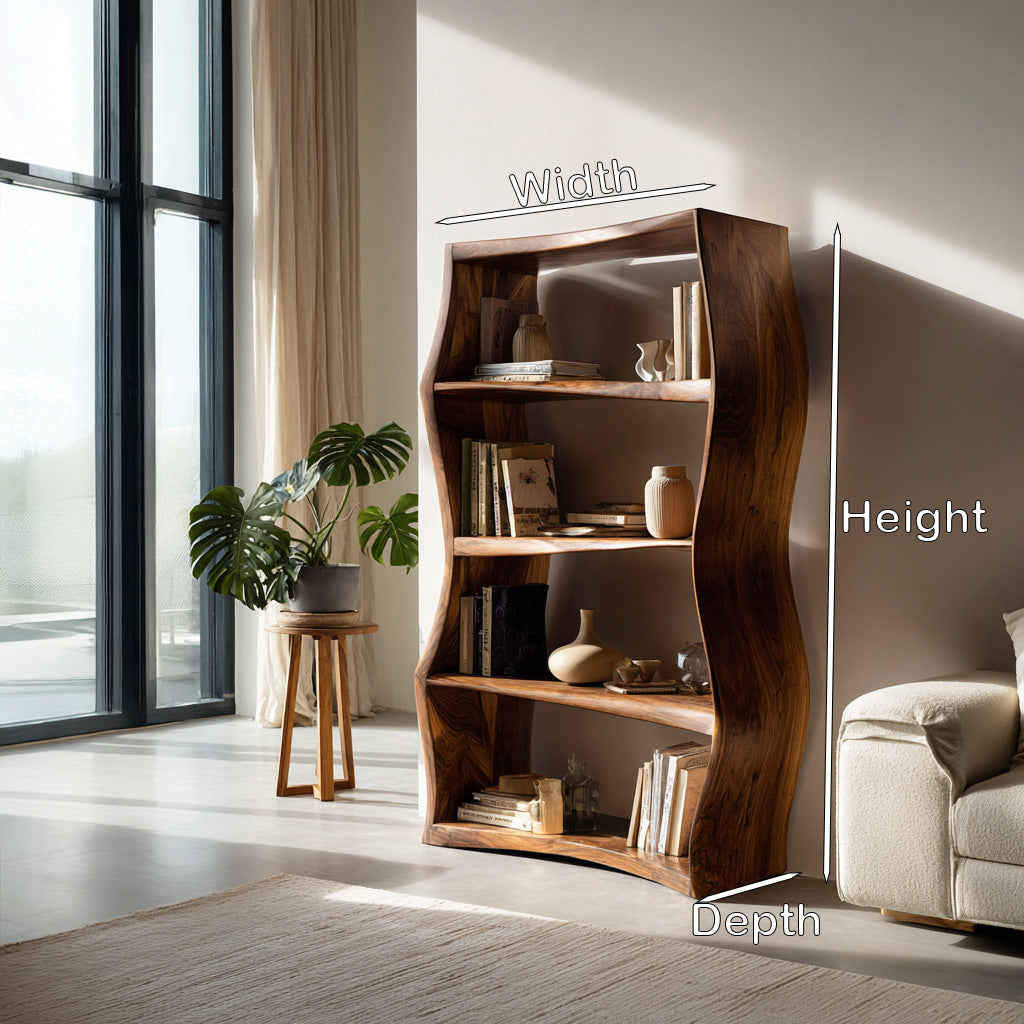 Elegant Natural Wood Bookshelf For Living Room Storage Kitchnce