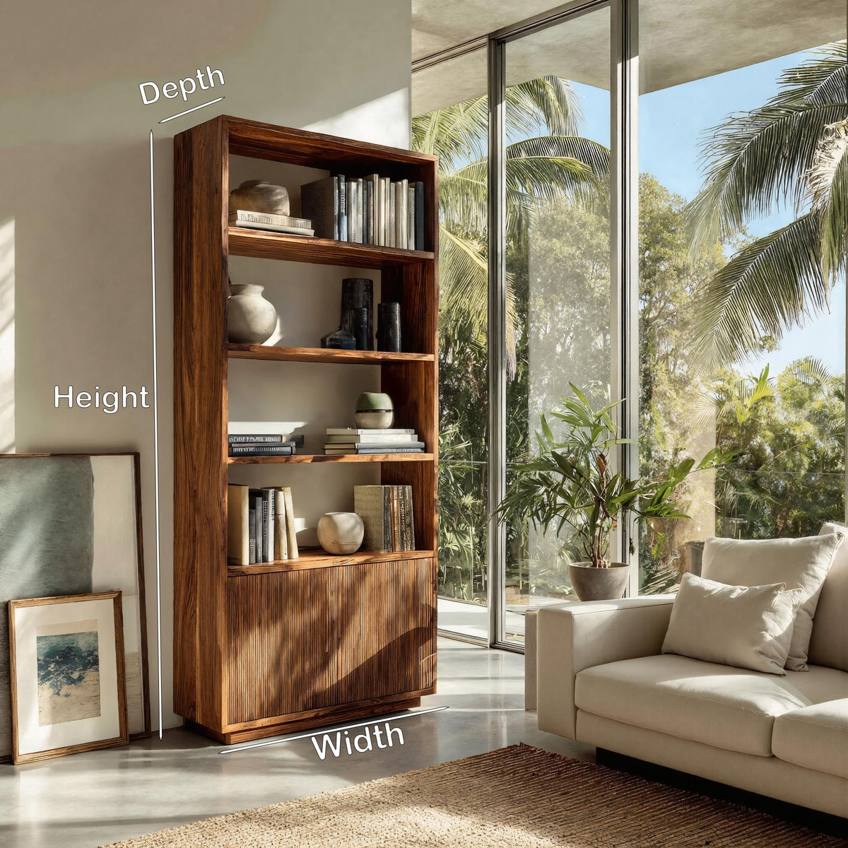 Minimal Wooden Bookcase For Coastal Living Room Kitchnce