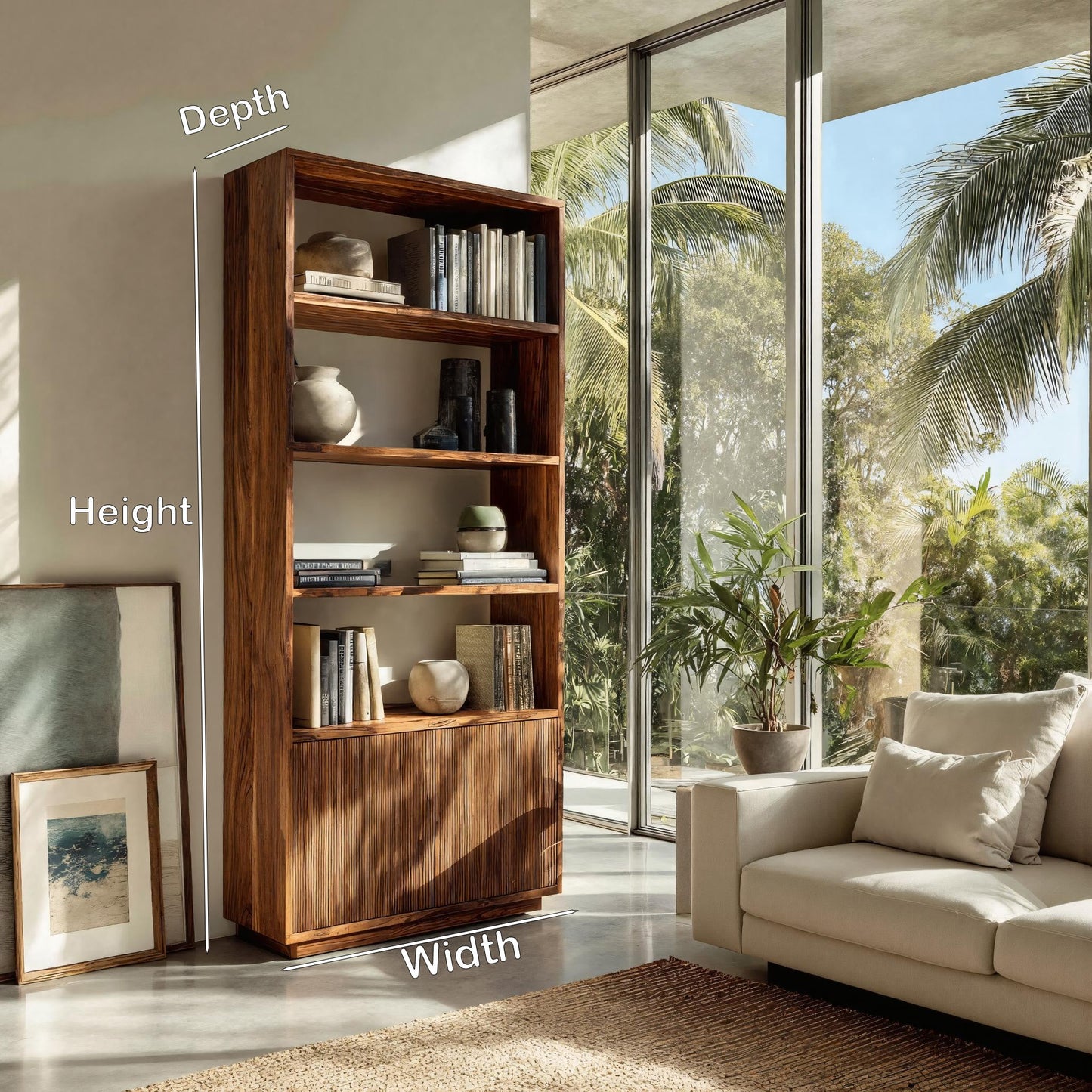 Minimal Wooden Bookcase For Coastal Living Room Kitchnce