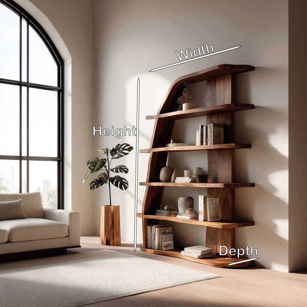 Mid Century Natural Wood Display Bookshelf For Living Room Kitchnce