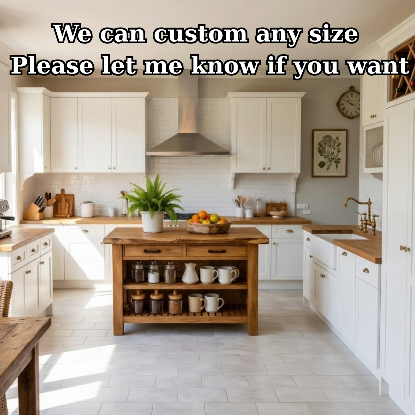 Solid Wood Kitchen Island with Drawers and Open Shelf Storage Wooden Prep Table