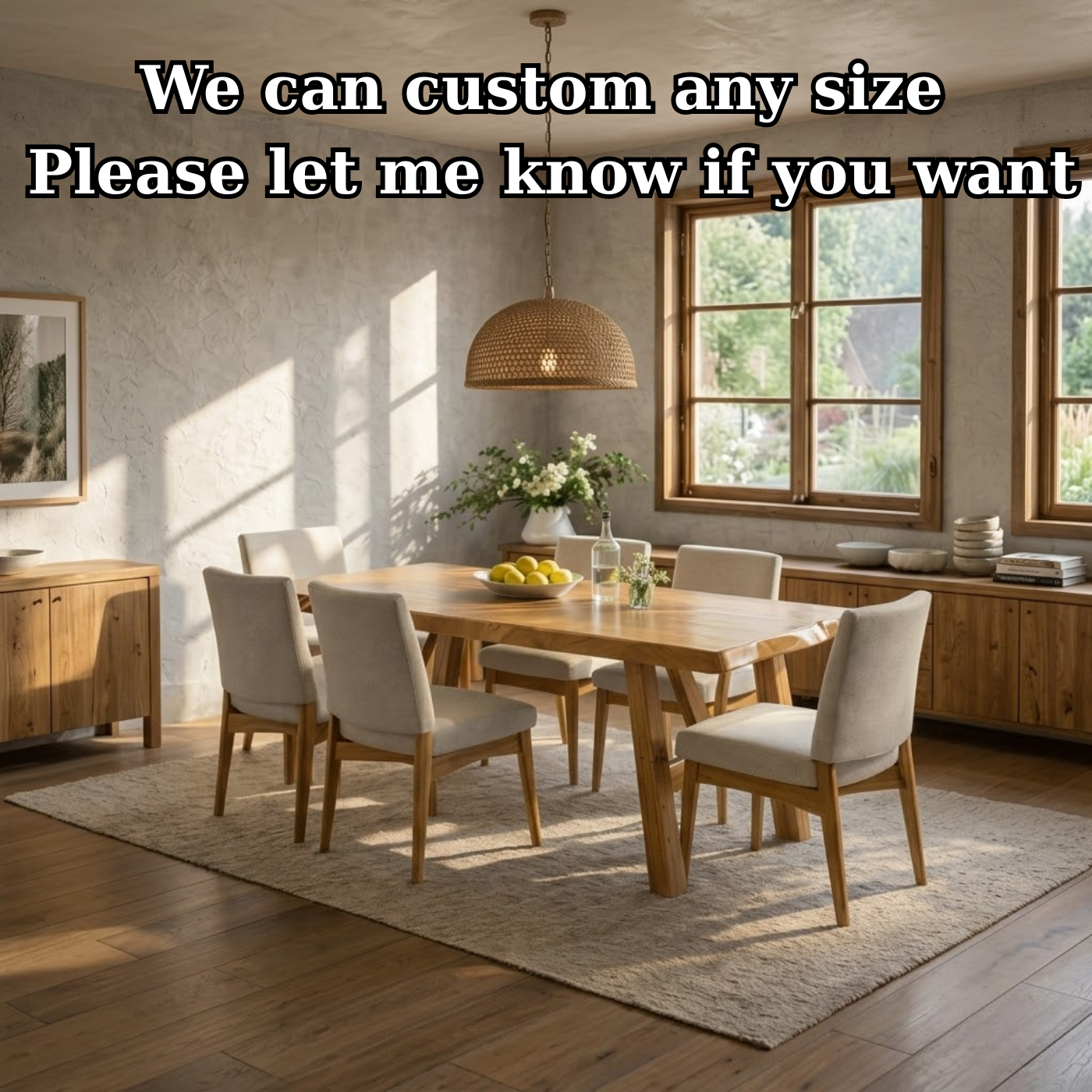 Solid Wood Dining Table for Dining Room with Wooden Legs