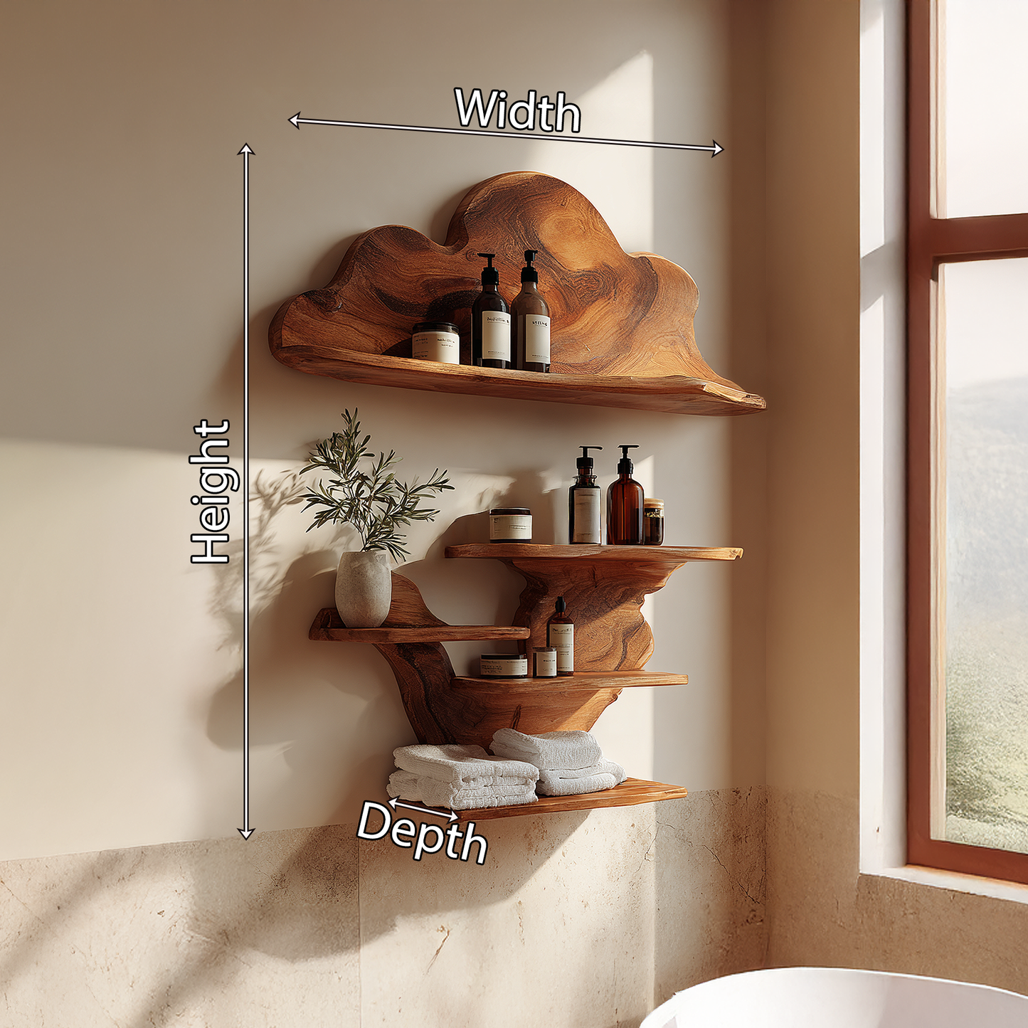 Compact Floating Shelf with Minimal Organic Edge Design