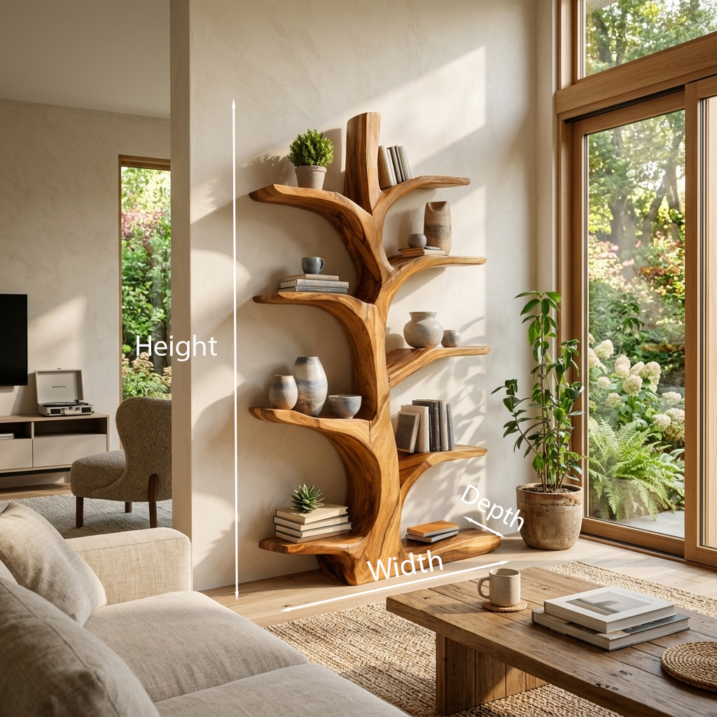 Minimal Natural Wood Bookshelf For Home Kitchnce