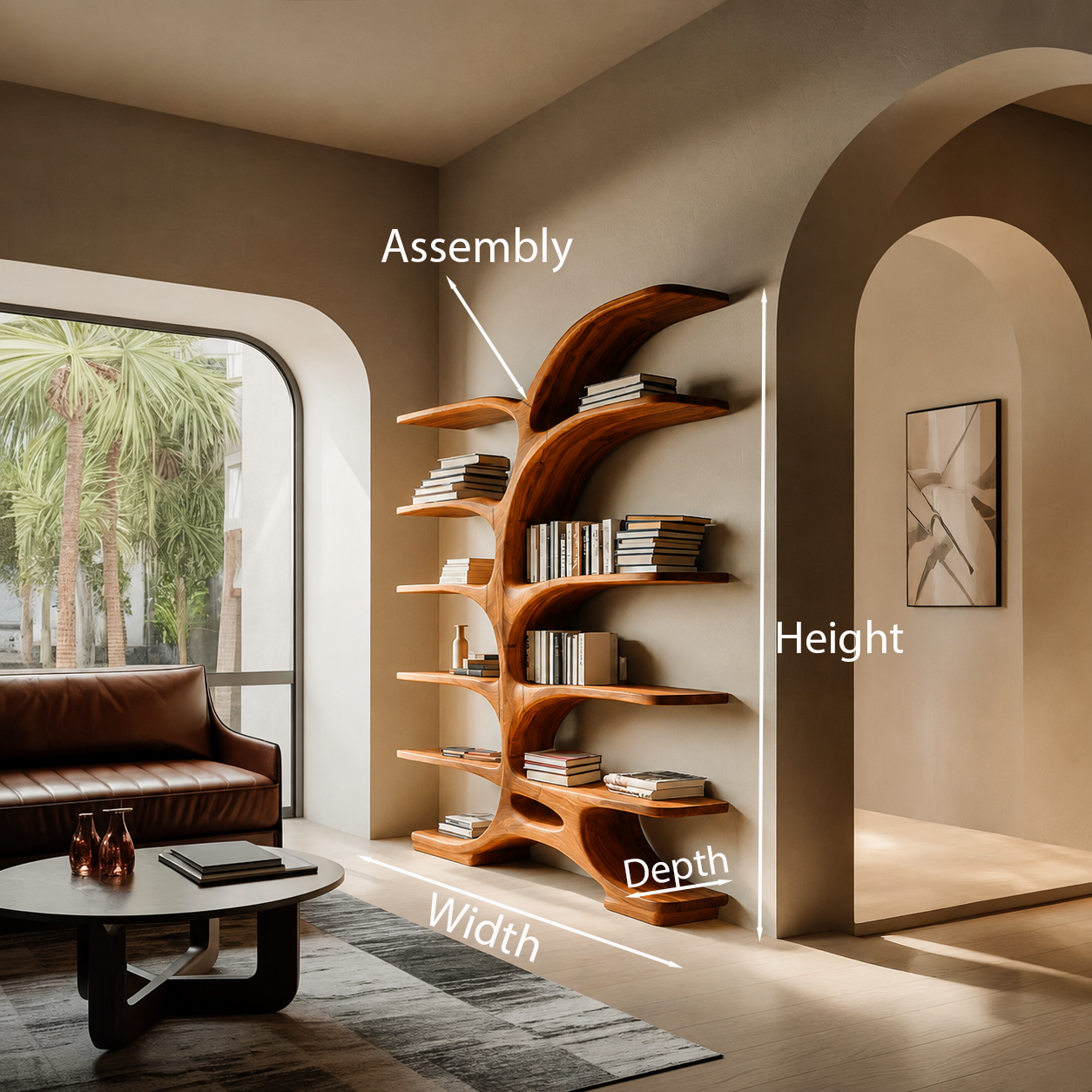 Contemporary Sculptural Curved Bookshelf For Living Room Interior Kitchnce