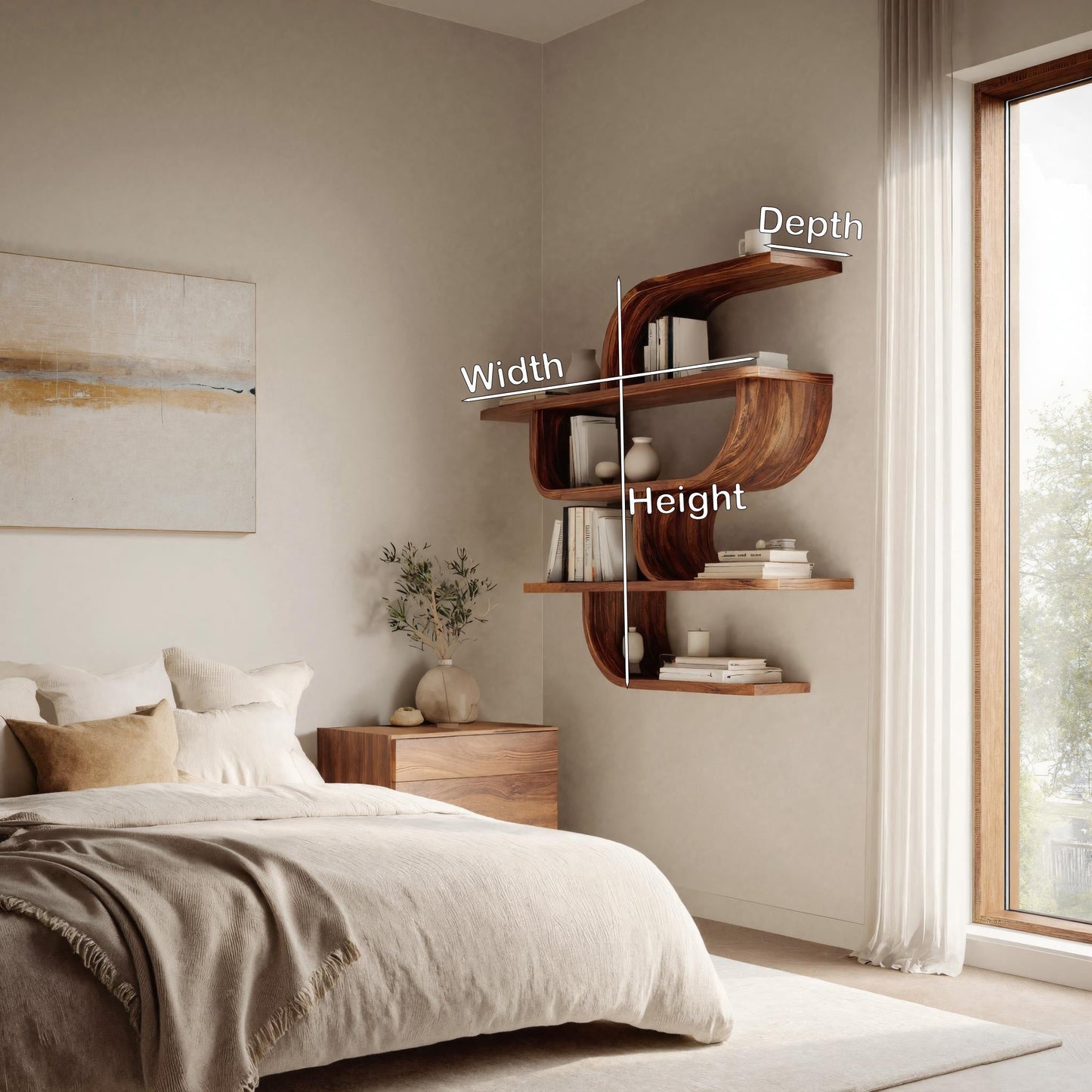 Statement Wall Shelf With Flowing Curves For Modern Home Kitchnce