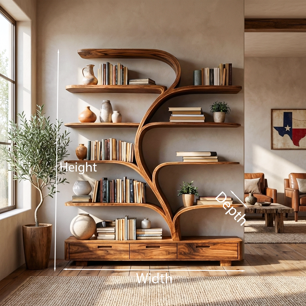 Organic Natural Wood Bookshelf Branch Shape For Home Decor Kitchnce