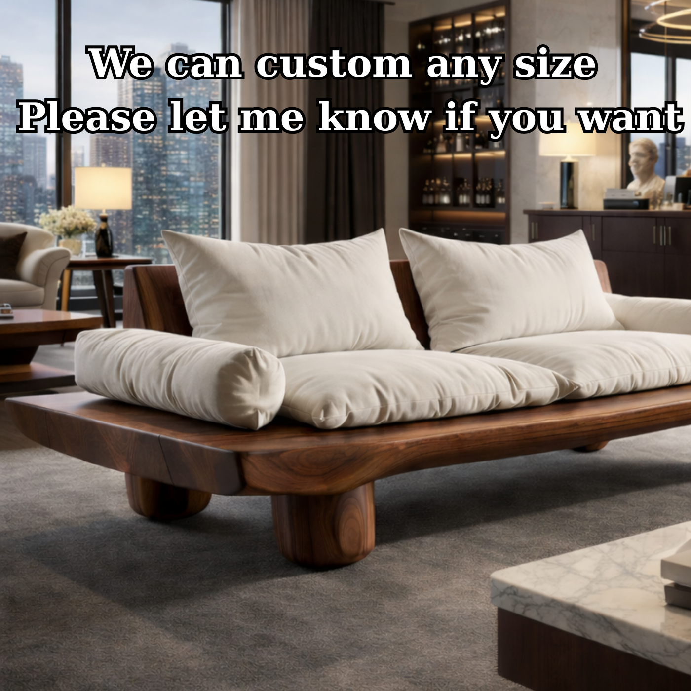 Solid Wood Platform Sofa Organic Modern Design