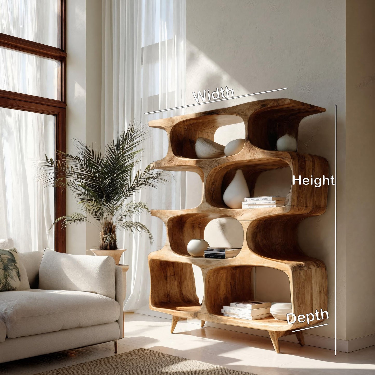 Modern Open Wooden Bookshelf For Beach House Kitchnce