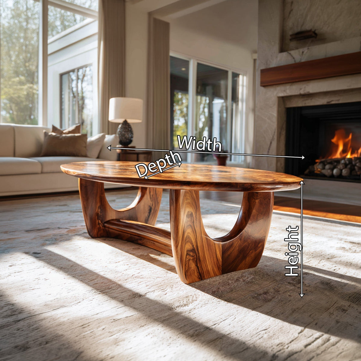 Sculptural Oval Coffee Table With Architectural Open Base