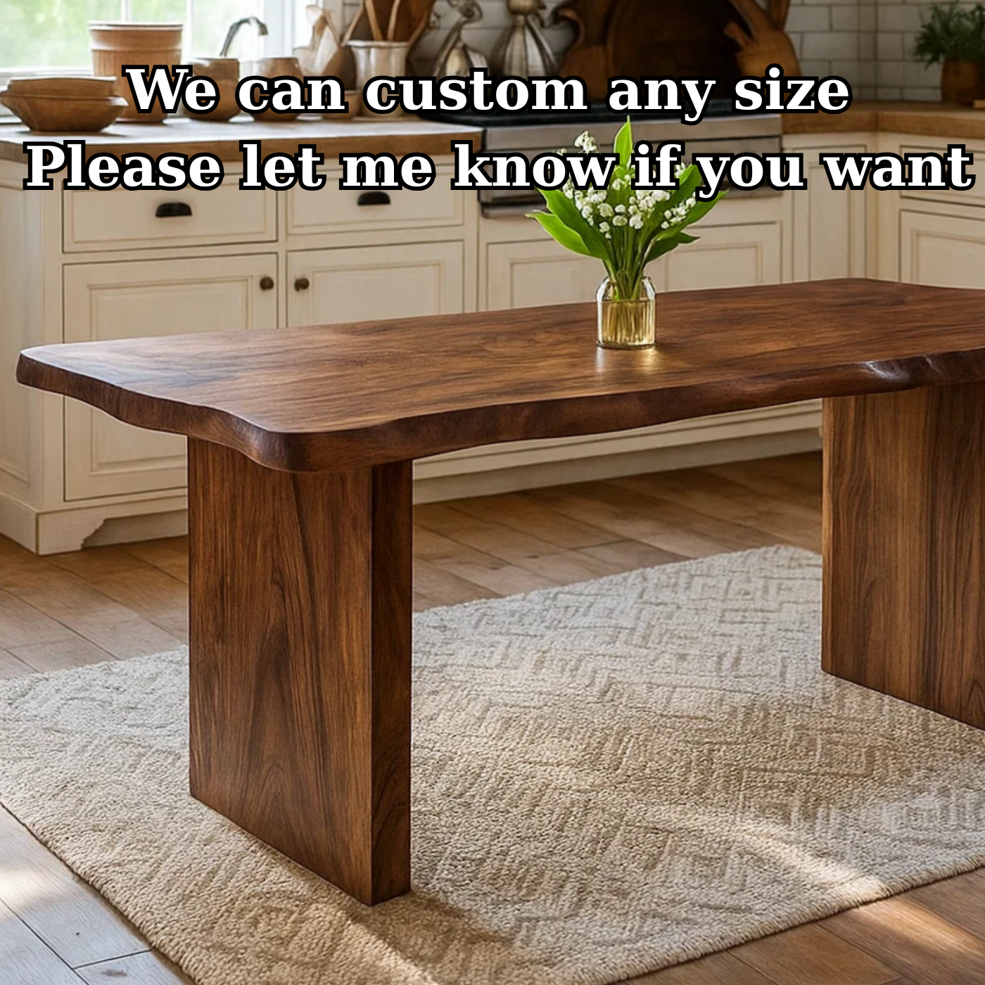 Modern Solid Wood Dining Table with Minimalist Panel Legs