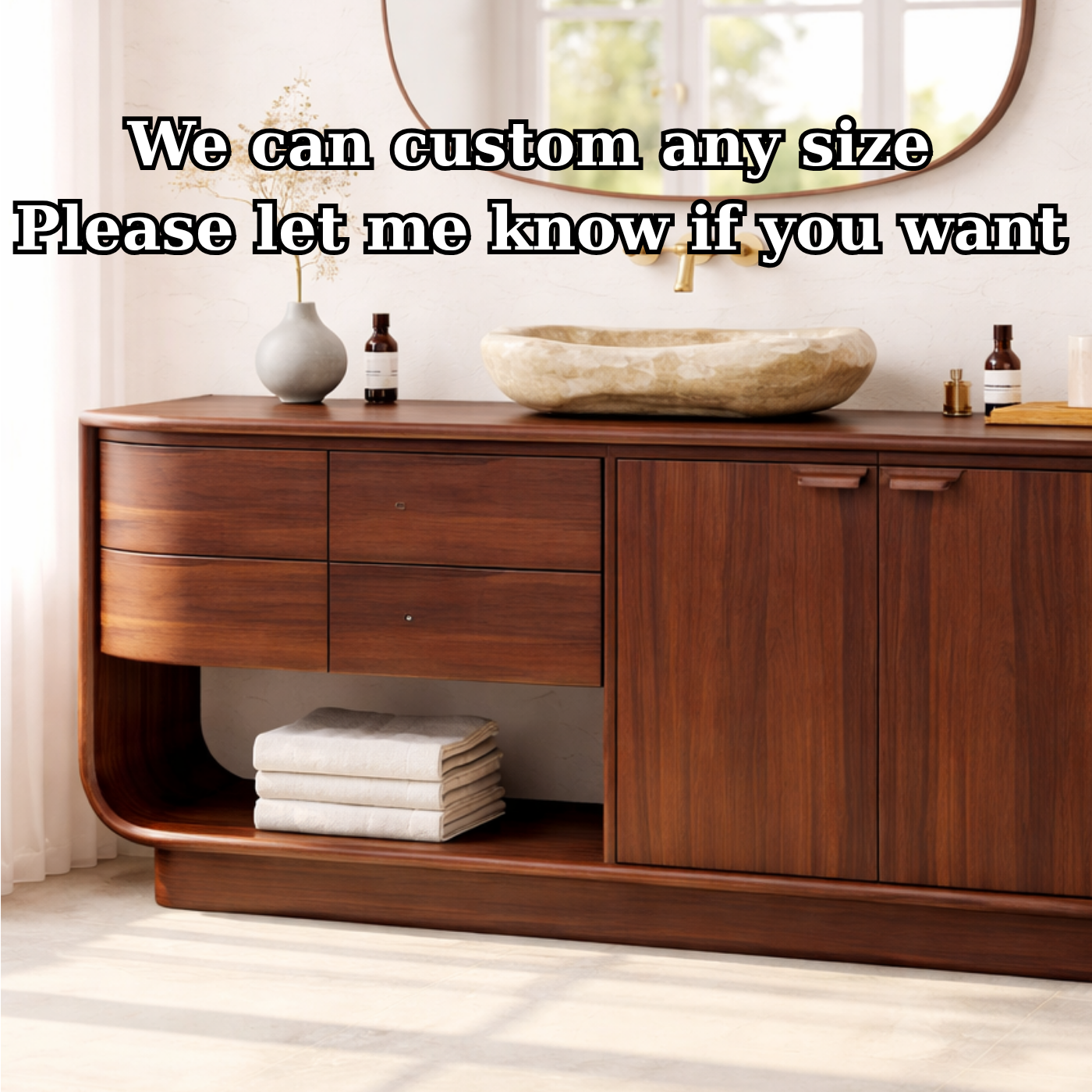 Solid Wood Bathroom Vanity – Freestanding Vanity Cabinet with Drawers and Storage