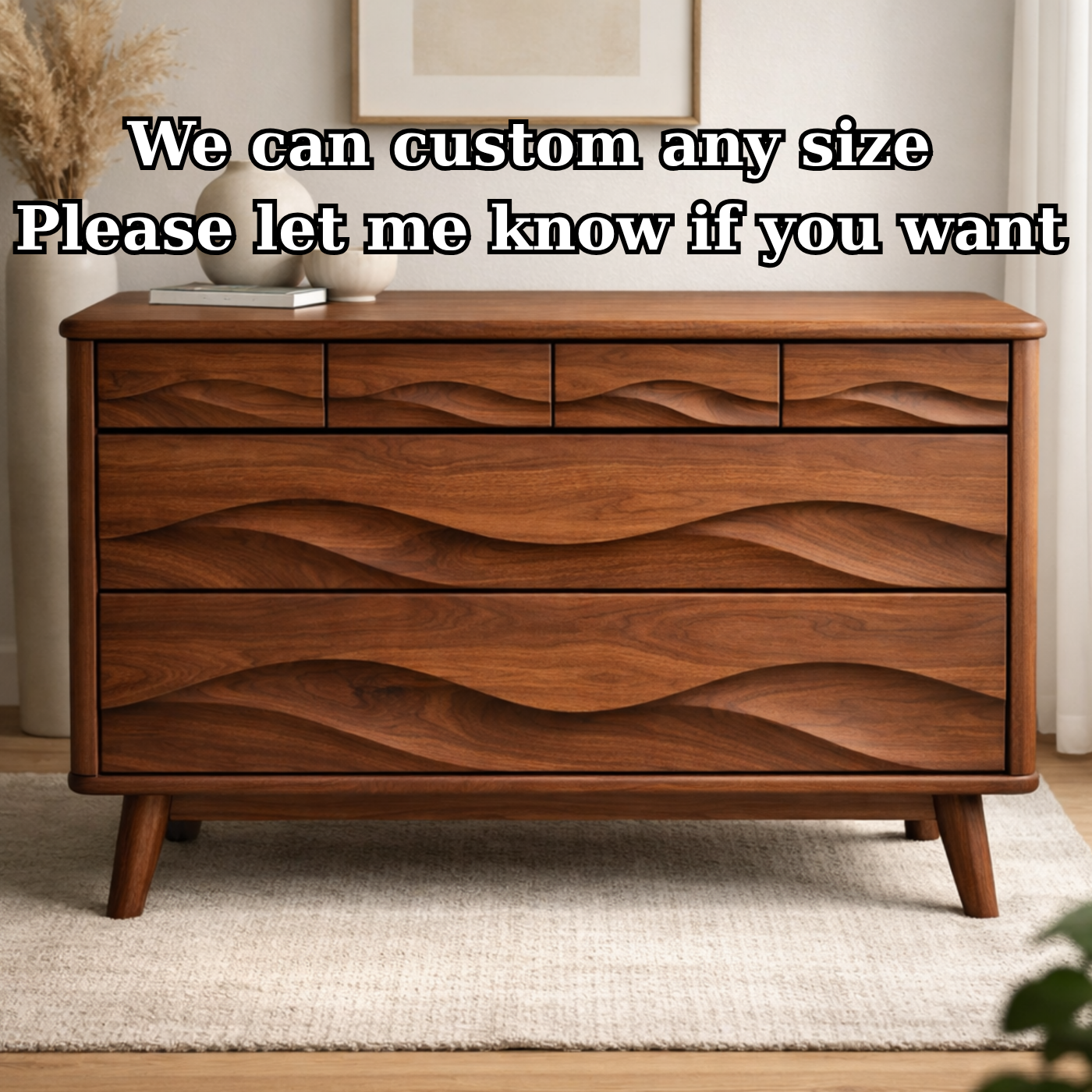 Solid Wood Console Table with Multi Layer Wave Drawer Design for Modern Interior
