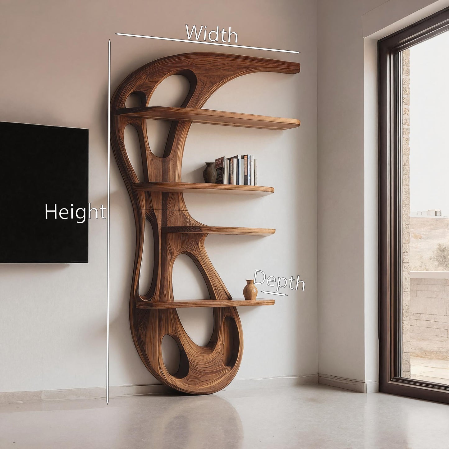 Modern Organic Bookshelf For Living Room Interior Decor Kitchnce