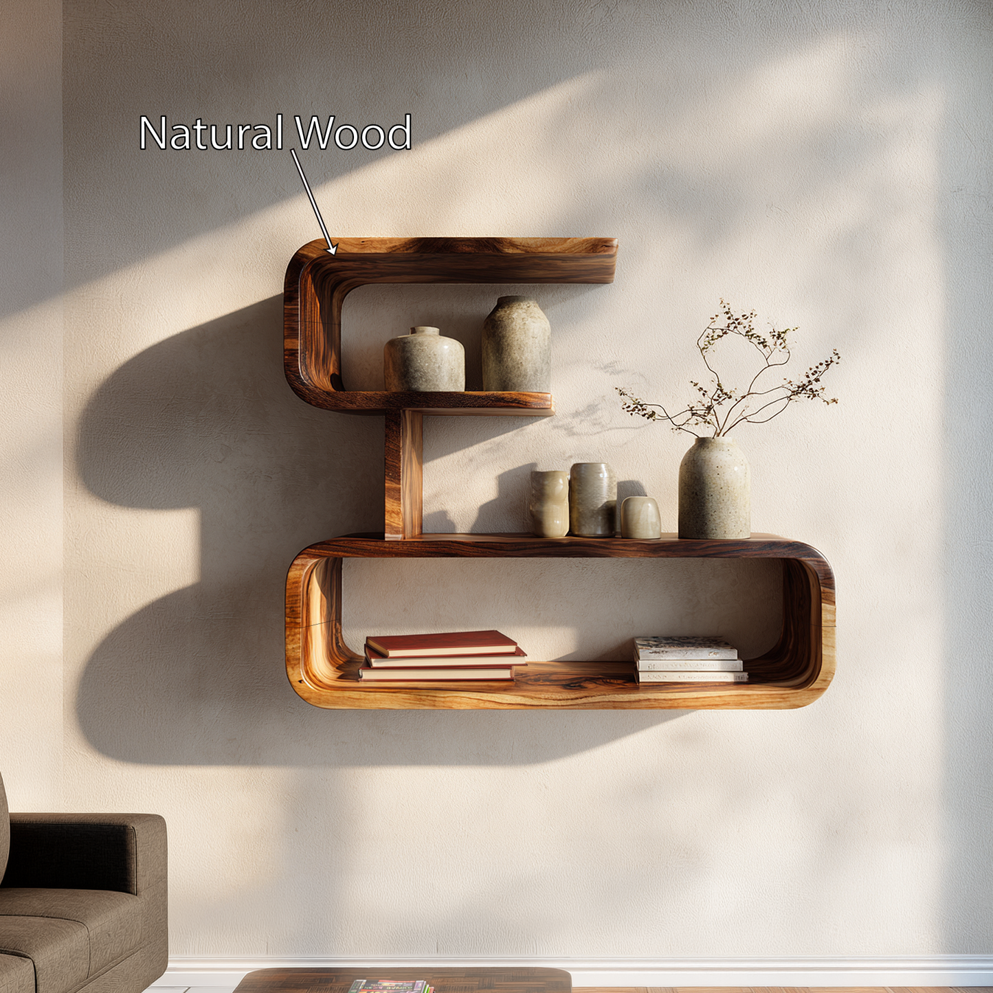 Minimal Wall Mounted Shelf with Clean Floating Wood Design