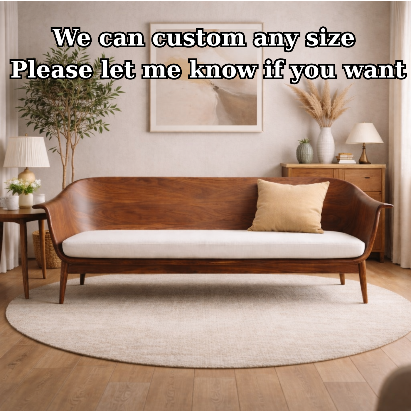 Handcrafted Mid-Century Solid Wood Statement Sofa