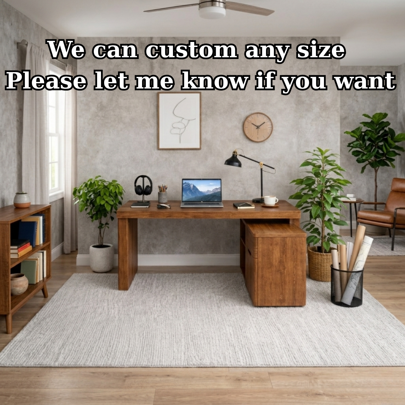 Solid Wood L-Shaped Desk with Storage Cabinet – Modern Home Office Desk